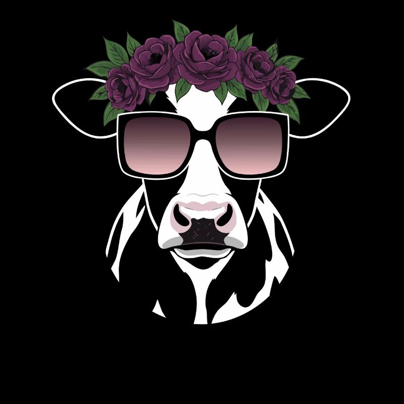 Fleurs de lunettes de soleil drôles de vache