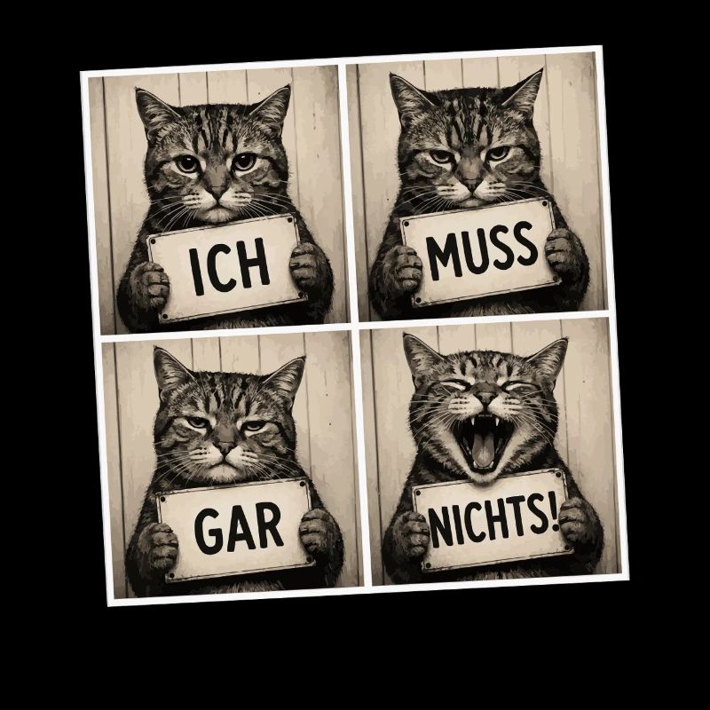 Vintage Katzen Collage: Ich Muss Gar Nichts