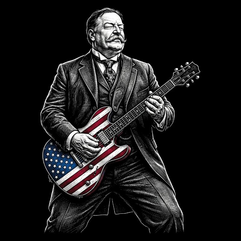 William Howard, guitariste patriotique avec drapeau
