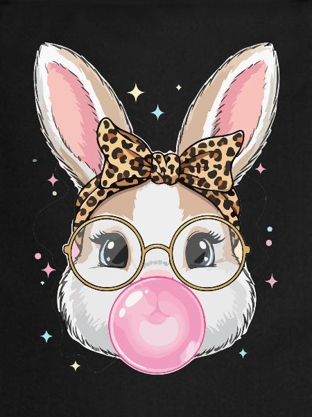 Bunny with glasses and bubblegum