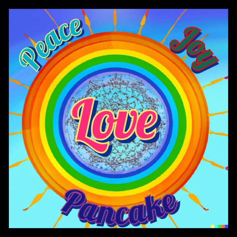 Love Peace Joy Pancake und Regenbogen