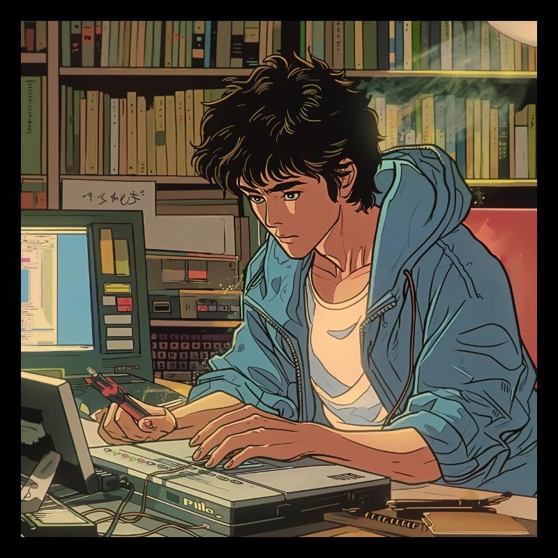 Années 80 Anime Guy Calmant Impression de mode de haute qualité