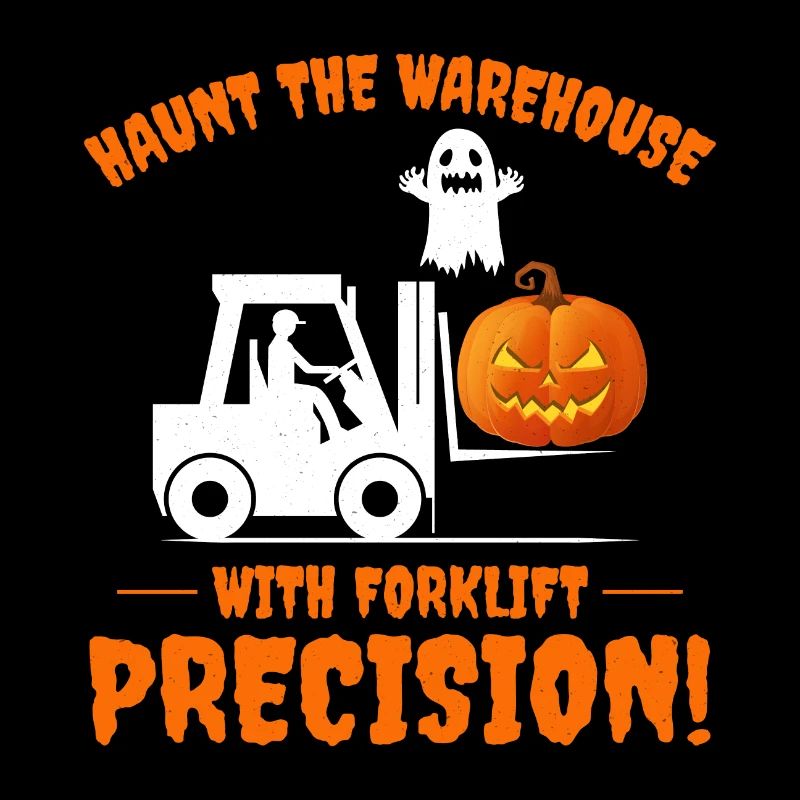Halloween Ghost Forklift Operator Pumpkin Funny
