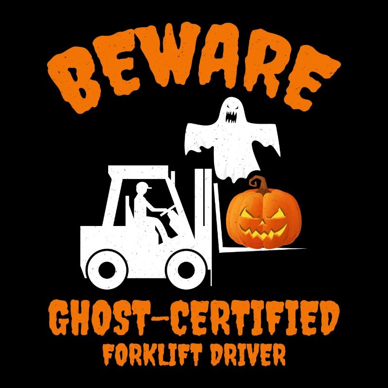 Halloween Ghost Forklift Operator Pumpkin Funny