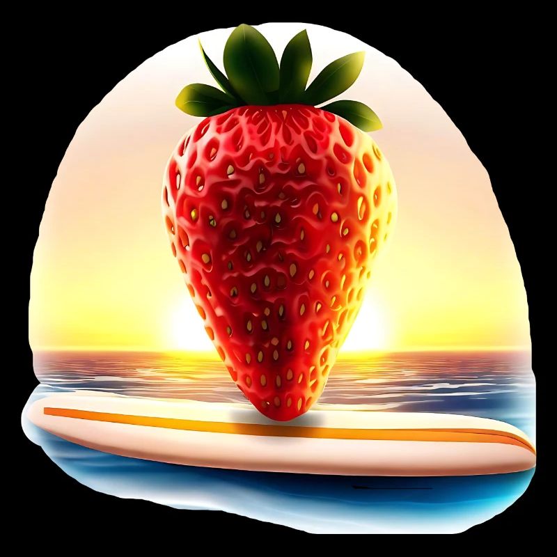 Surfing strawberry in sunset