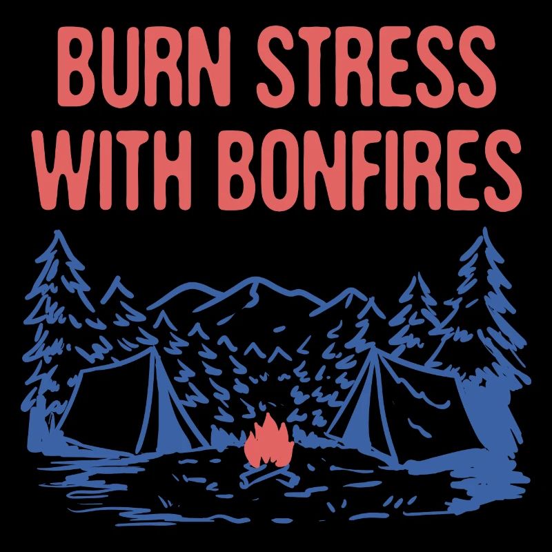 Brûler le stress avec des feux de joie Camping Funny Camper