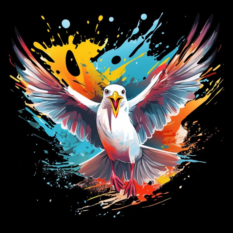 Mouette colorée peinture éclaboussure éclaboussure éclaboussure éclaboussure de couleur