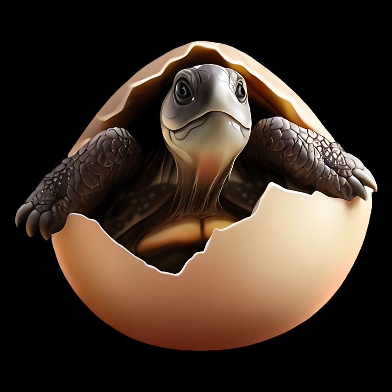 Turtle hatches from the egg