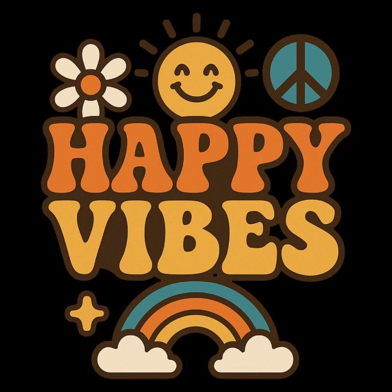 Retro Hippie Design Sonne Regenbogen Blume