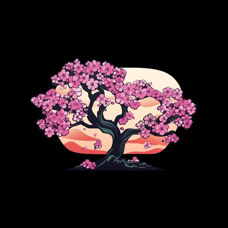 Cherry Blossom Tree Sunset - Anime Shirt