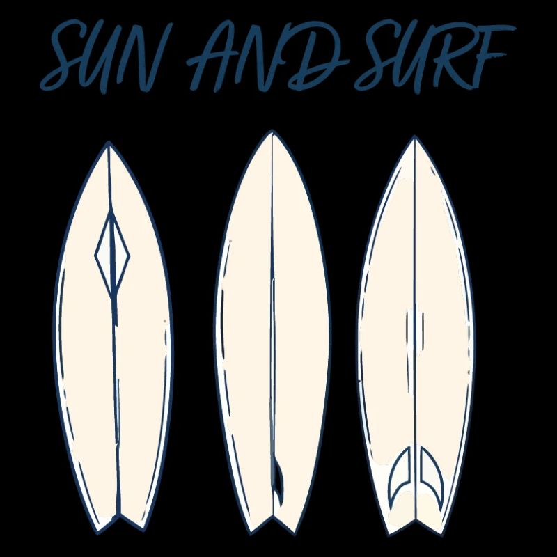 Conception vintage de planche de surf Sun and Surf