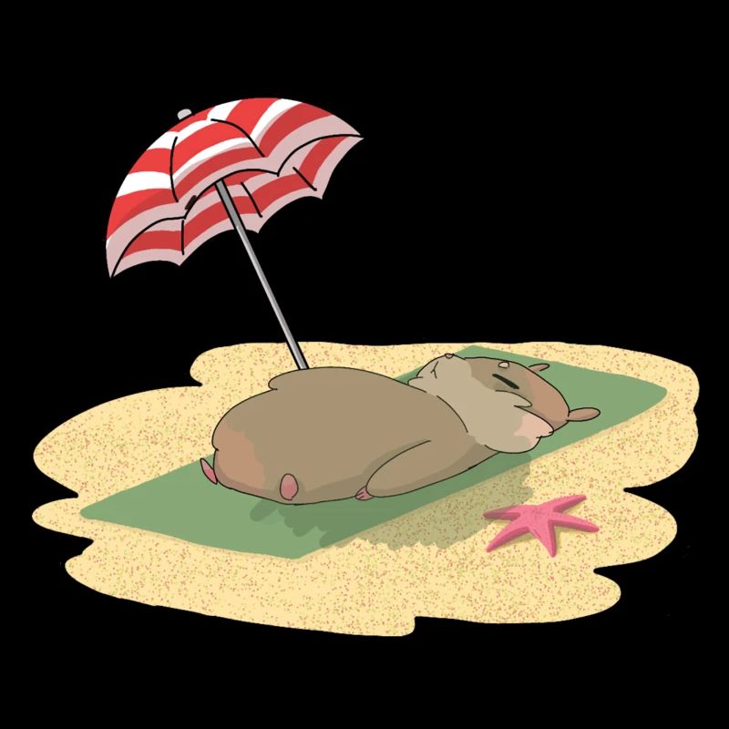 Hamsters sur la plage en train de bronzer