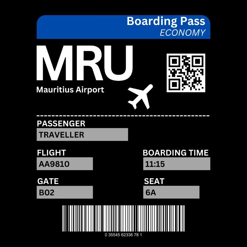 Mauritius Bordticket Flug Urlaub Idee
