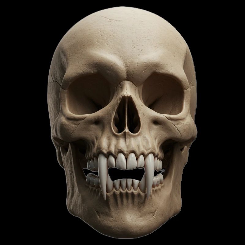 Skull with Vampire Fangs