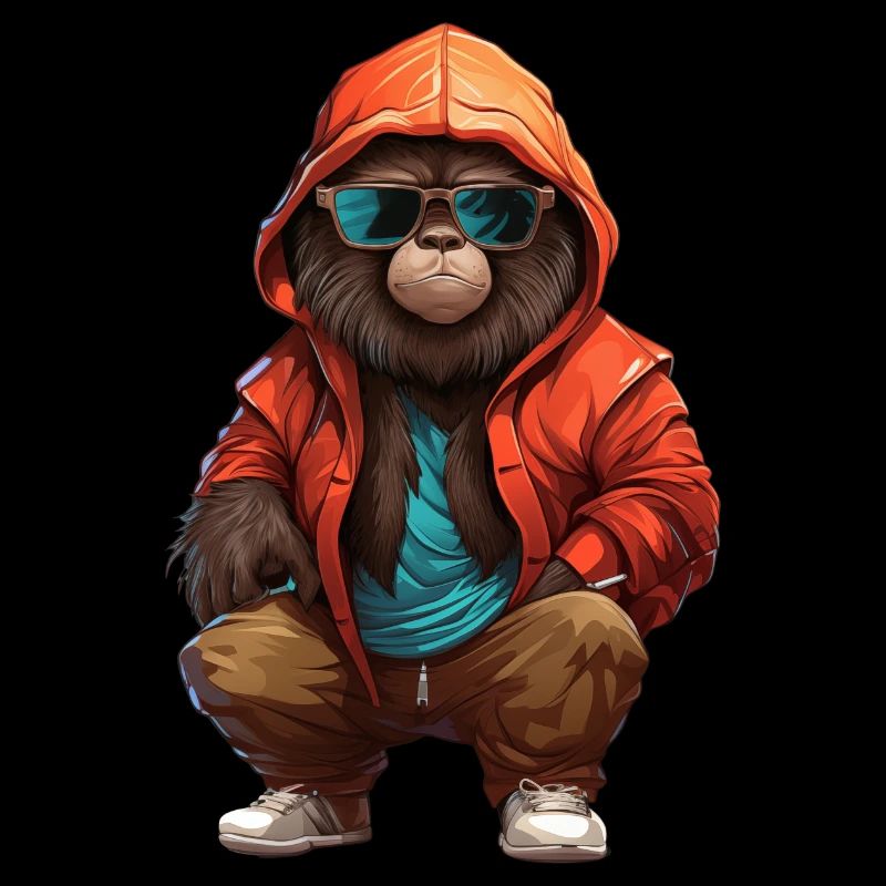 Mignon Gorille Chiot Hip Hop Design Urbain
