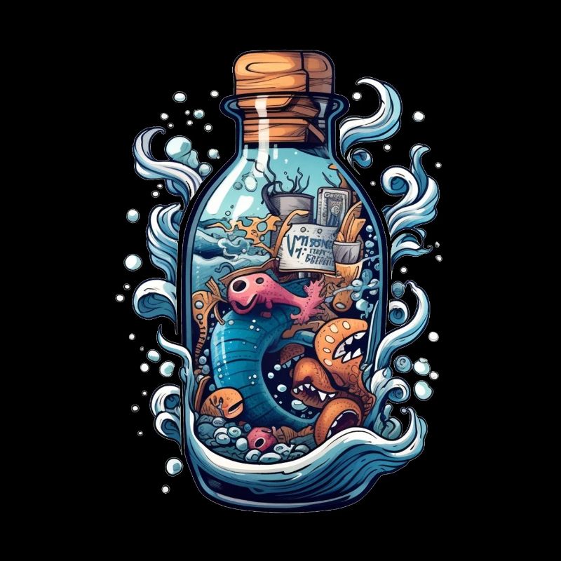Dessin de bouteille océanique