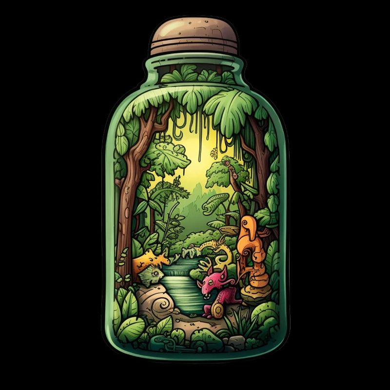 Dessin de bouteille de jungle