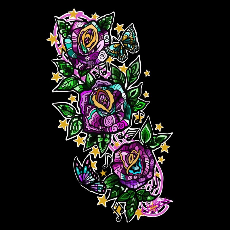 Rose/Noten/Schmetterlinge