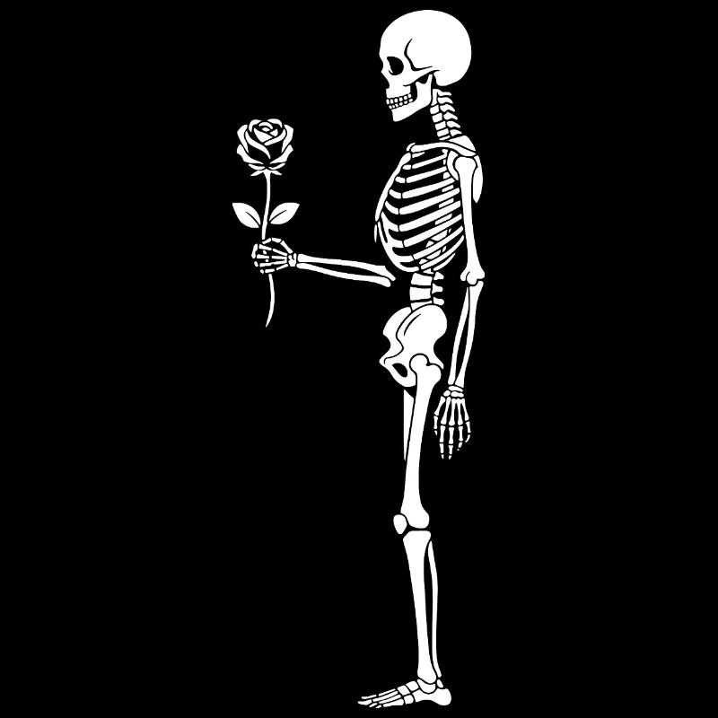 Squelette rosé avec fleur