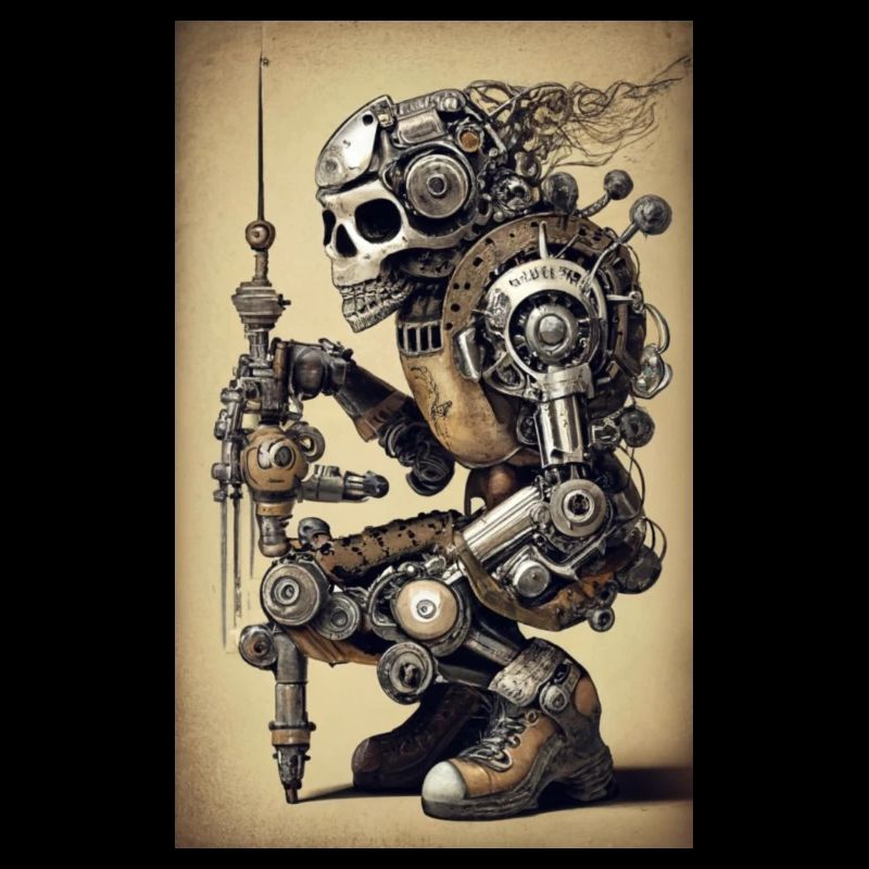 SKELETON BIKER Steampunk Cyborg Stil