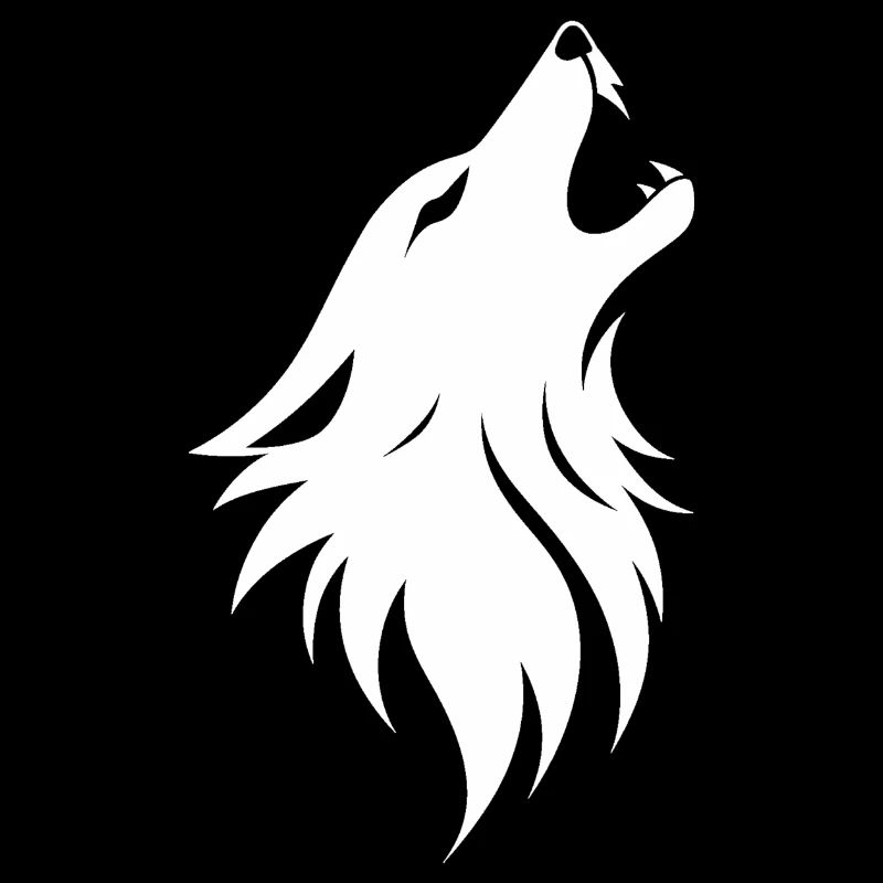 Wild wolf silhouette, wolf head