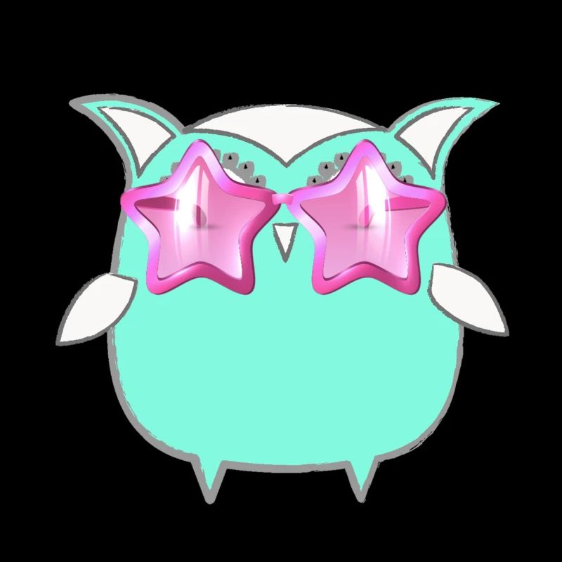 Eule, Comic,mint,Sonnenbrllle, sterne,sommer