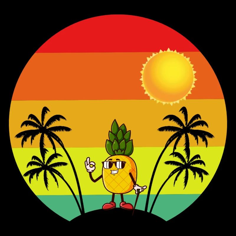 Pineapple Retro Palm Trees Tropical Summer