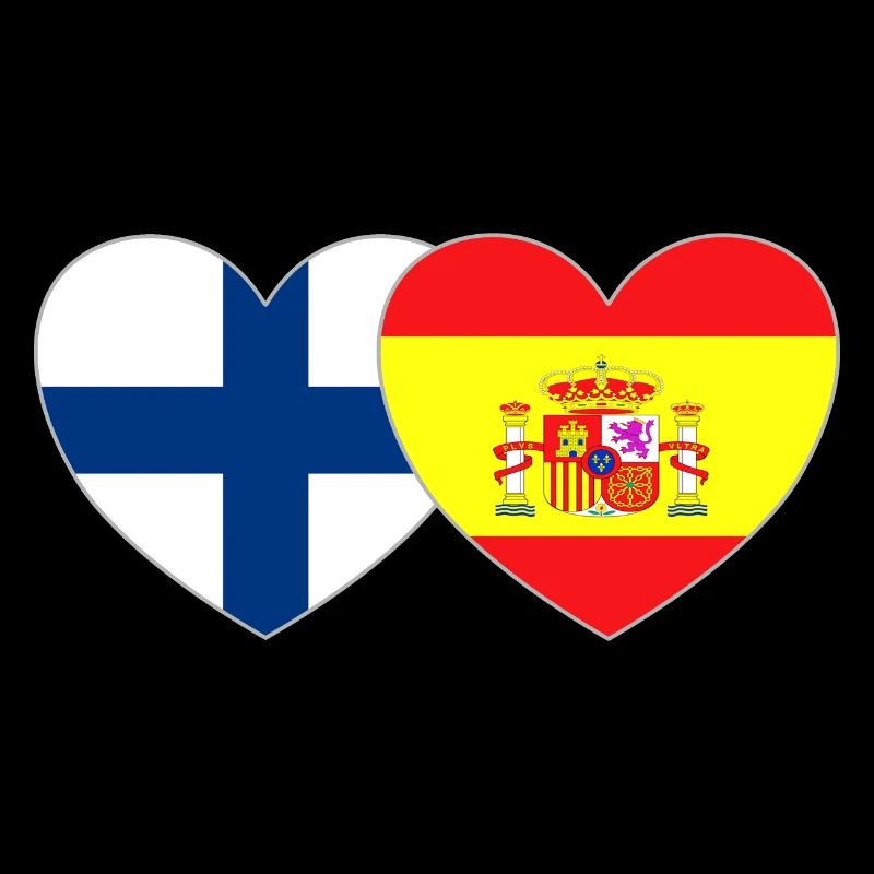 Finlande Espagne Drapeau Coeur