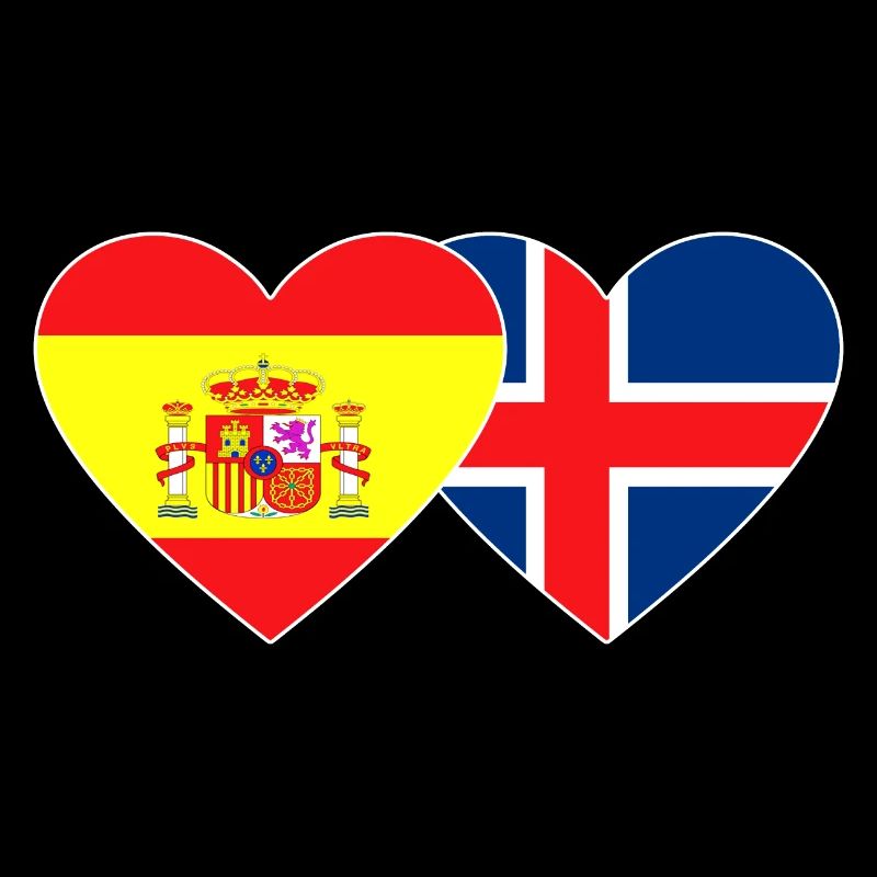 Spain Iceland Flag Heart