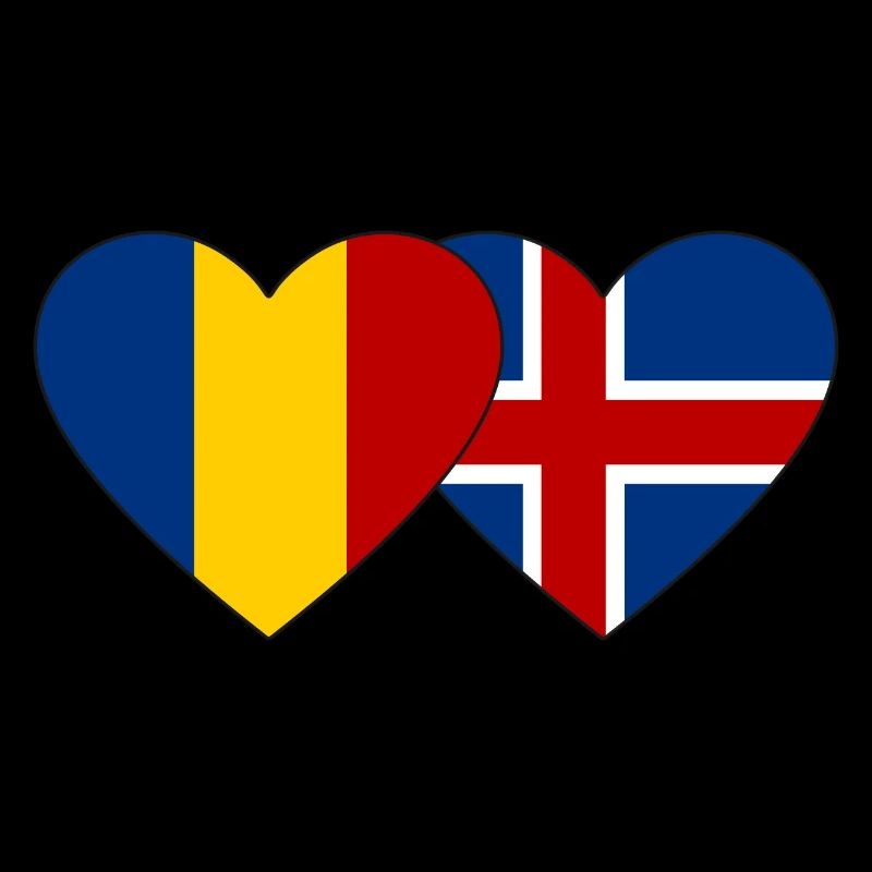 Romania Iceland Flag Heart