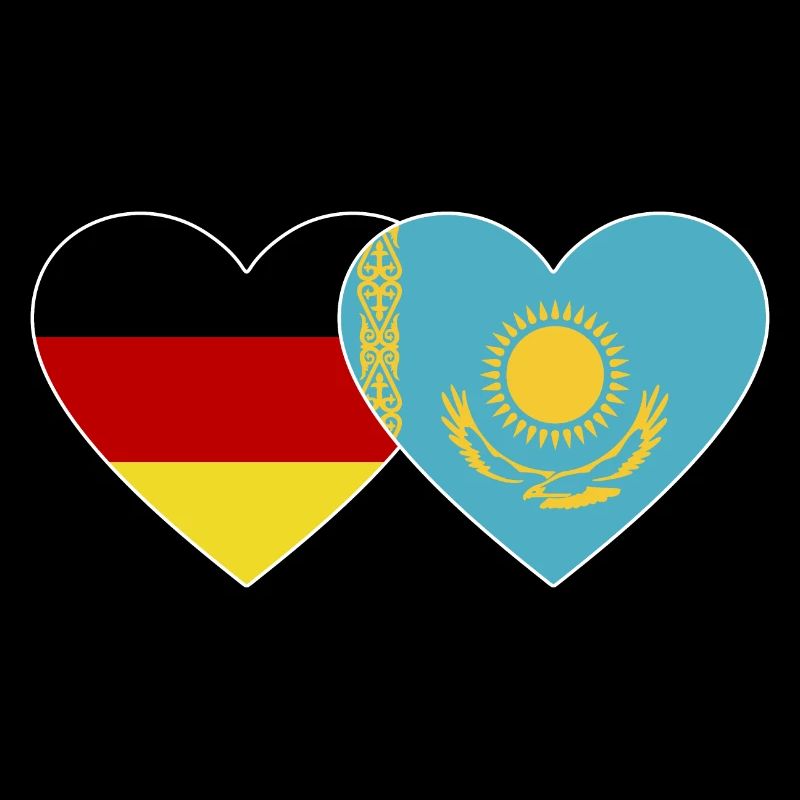 Germany Kazakhstan Flag Heart