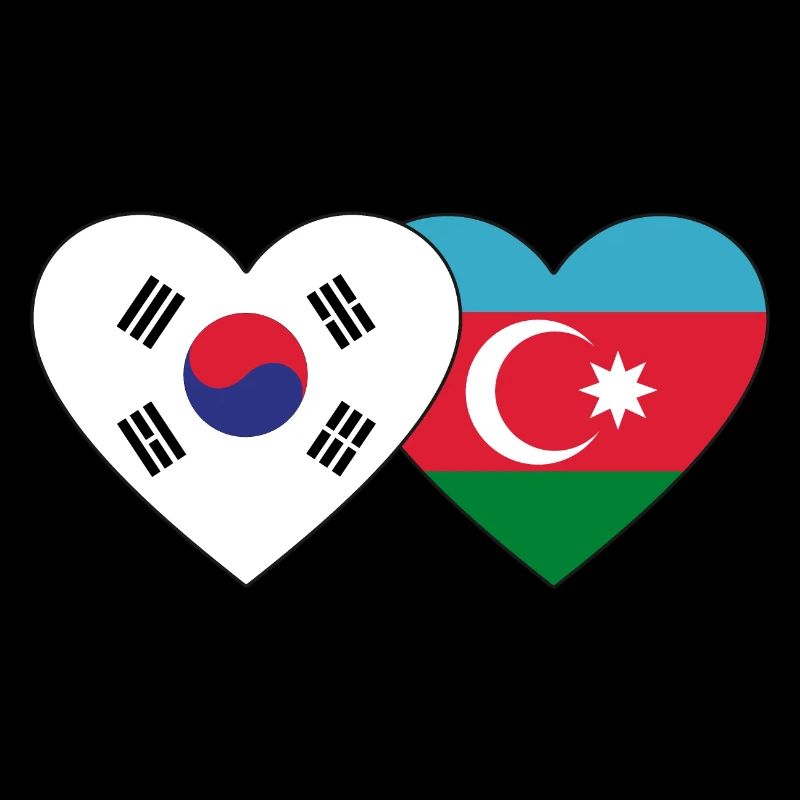 Südkorea Aserbaidschan Flagge Herz