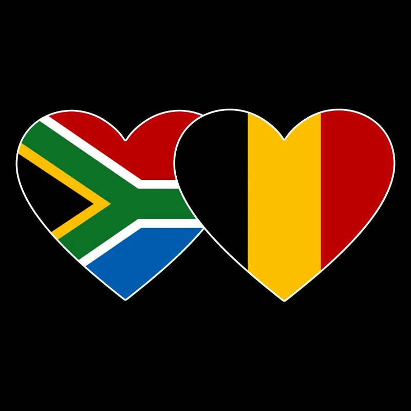 Afrique du Sud Belgique Flag Heart