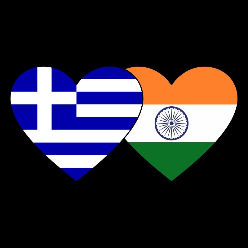 Grèce Inde Drapeau Coeur