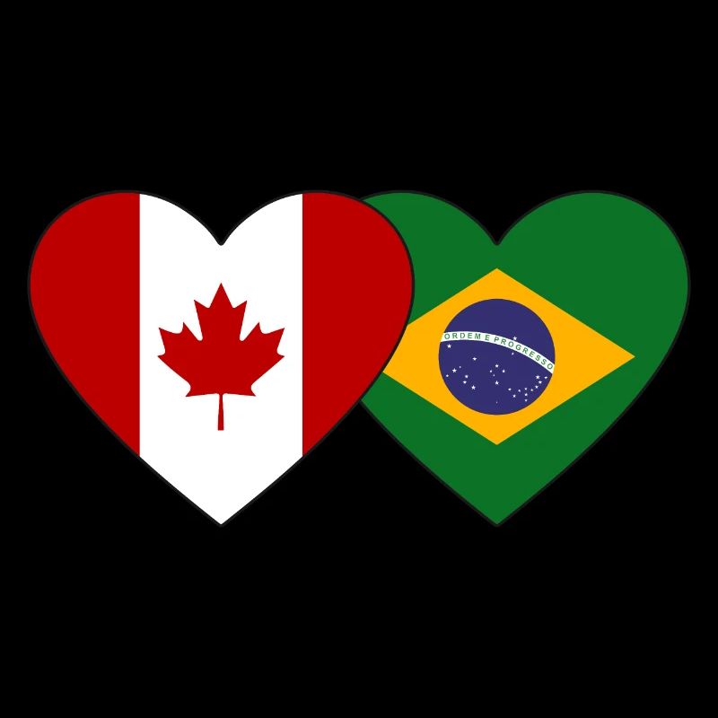 Drapeau du cœur du Canada et du Brésil