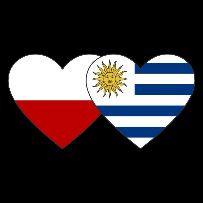 Poland Uruguay Heart Flag