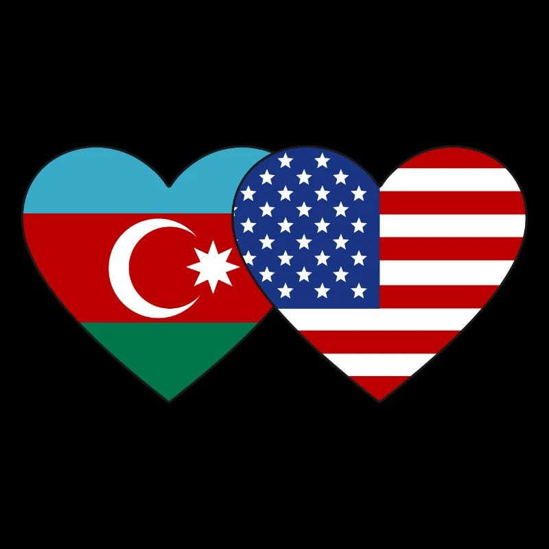 Aserbaidschan USA Flagge Herz