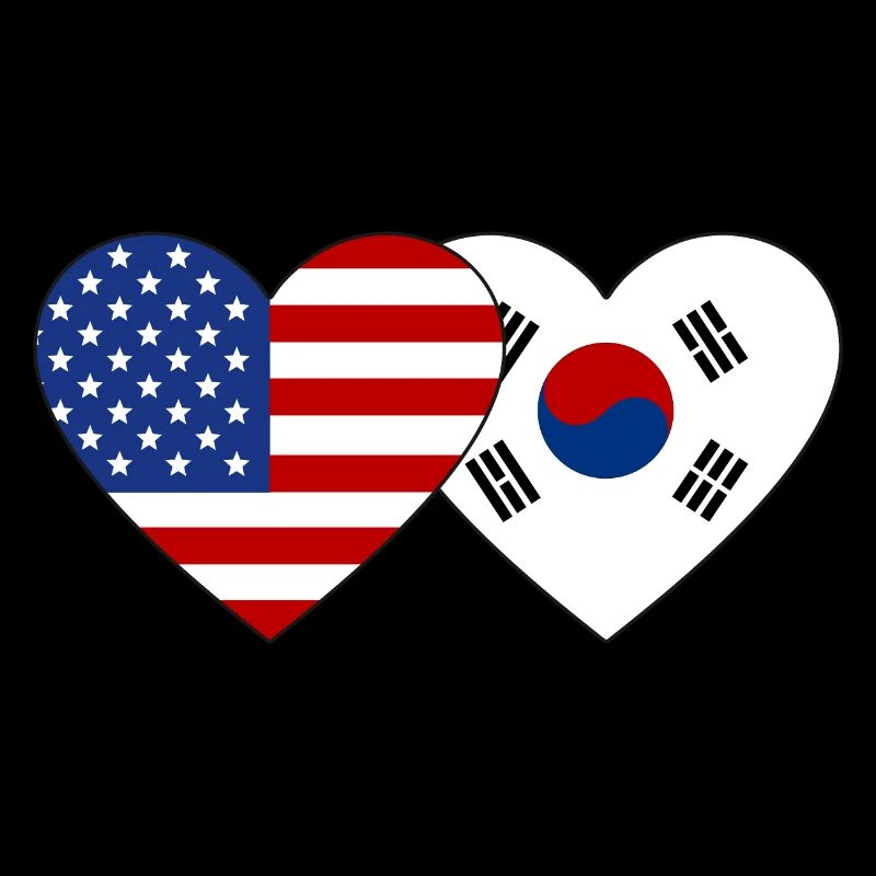 États-Unis, Corée du Sud, Drapeau Coeur