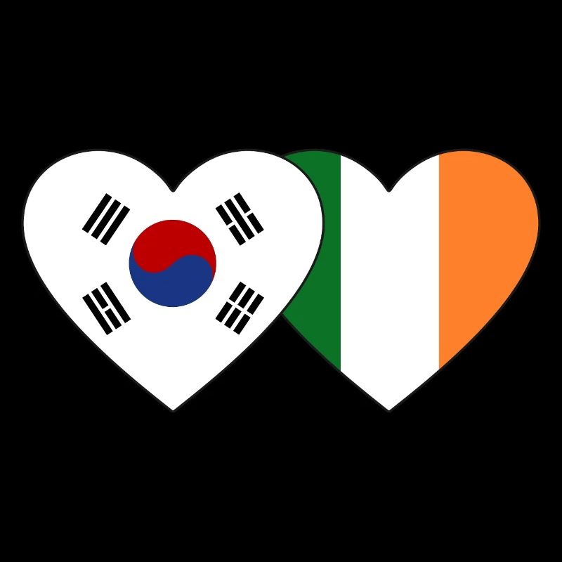 Corée du Sud Irlande Drapeau Coeur