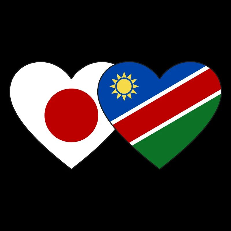 Japan Namibia Flag Heart