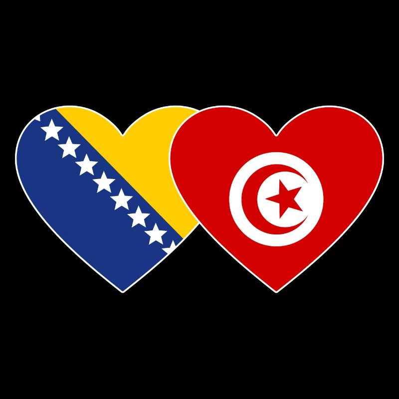 Bosnie Tunisie Drapeau Coeur