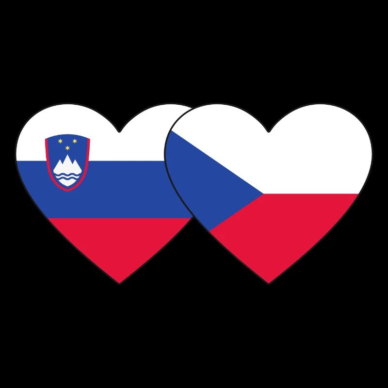 Slovénie République tchèque Drapeau Coeur