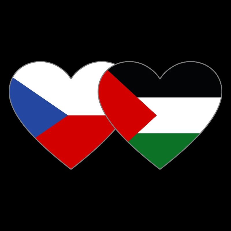 République tchèque Palestine Drapeau Coeur