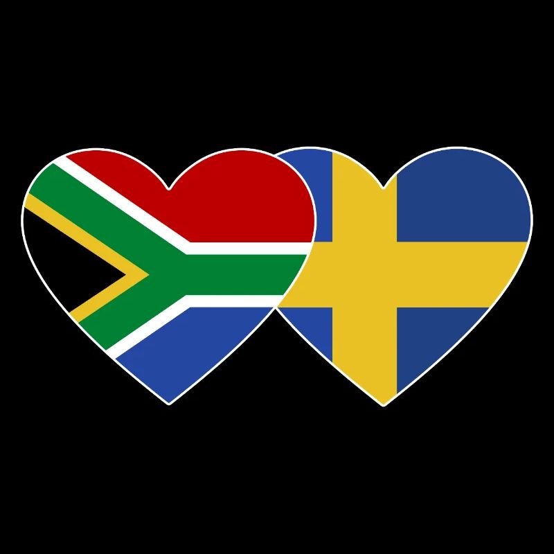 Afrique du Sud Suède Drapeau Coeur Forme