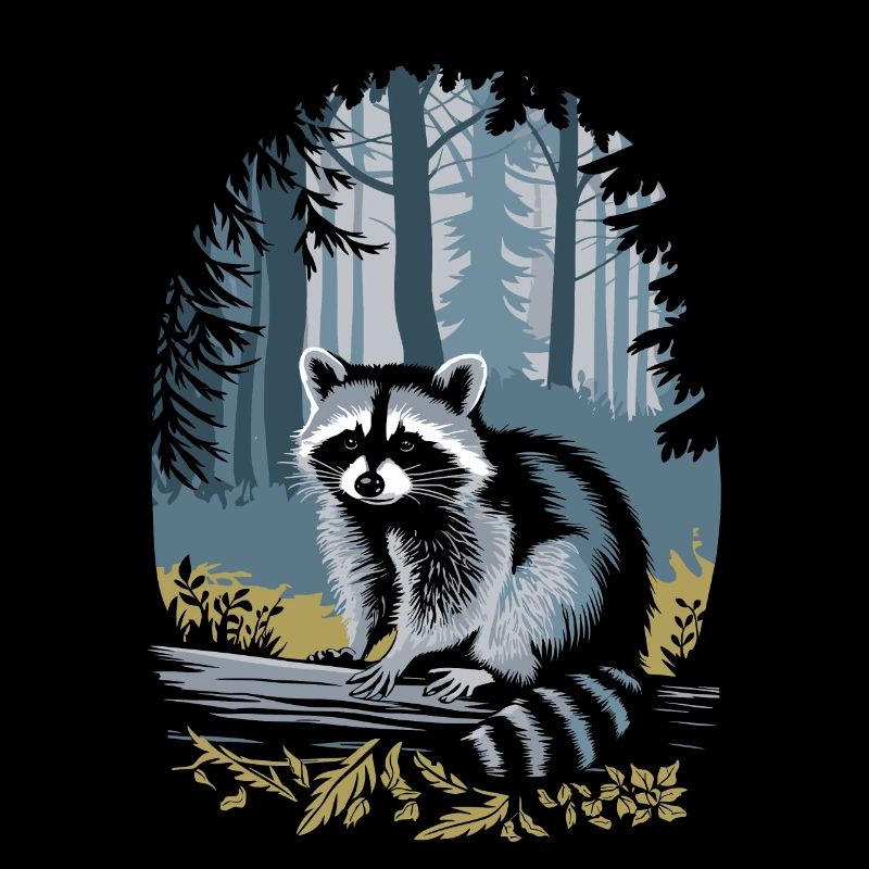 Waschbär im Cottagecore Wald