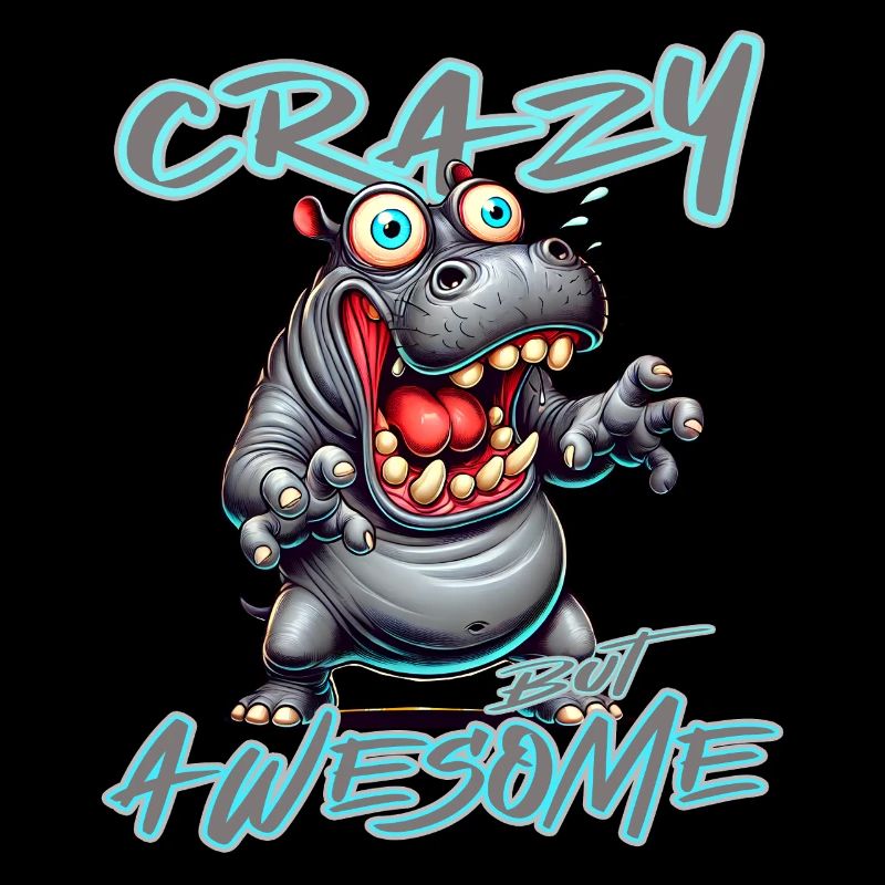 Crazy but Awesome Hippo Comic Style