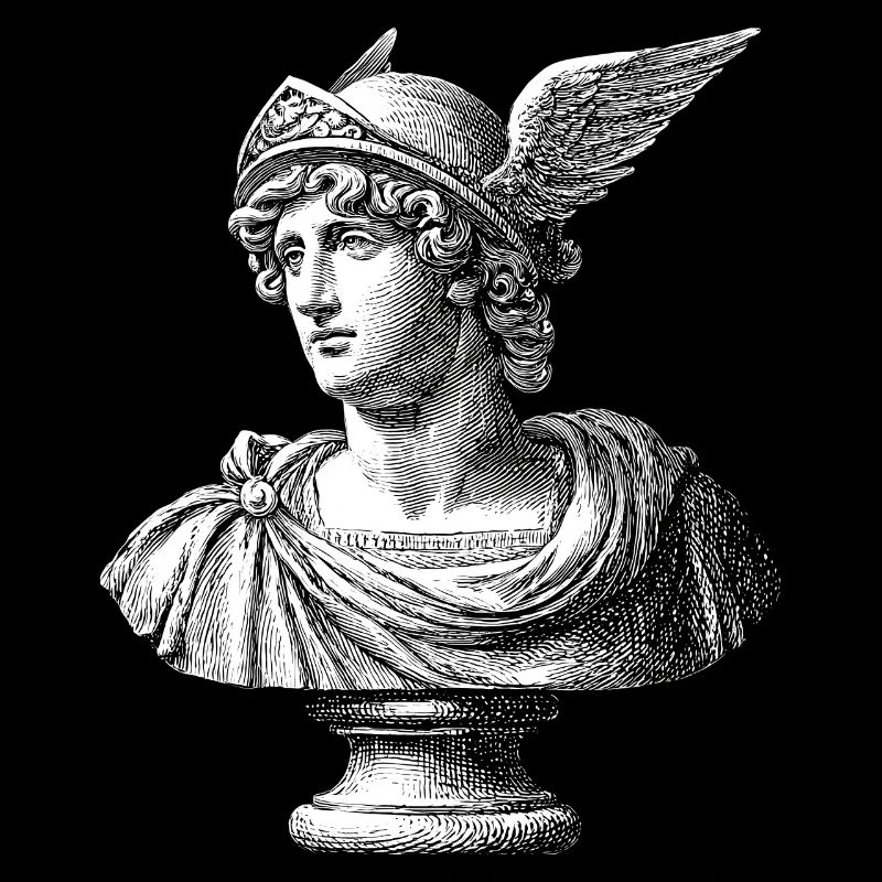 Antique Bust Hermes - Classic Engraving