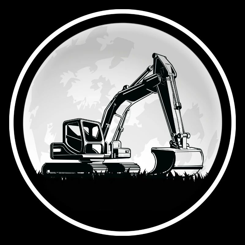 Excavators "digging in the moonlight" Construction site romance