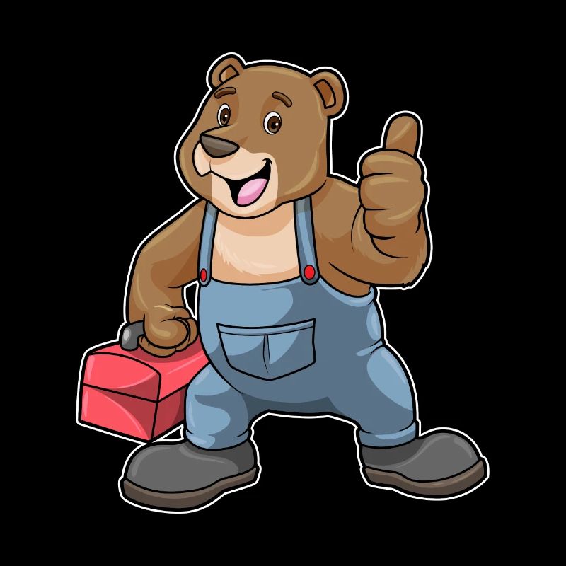 Bär als Handwerker mit Werkzeugkiste