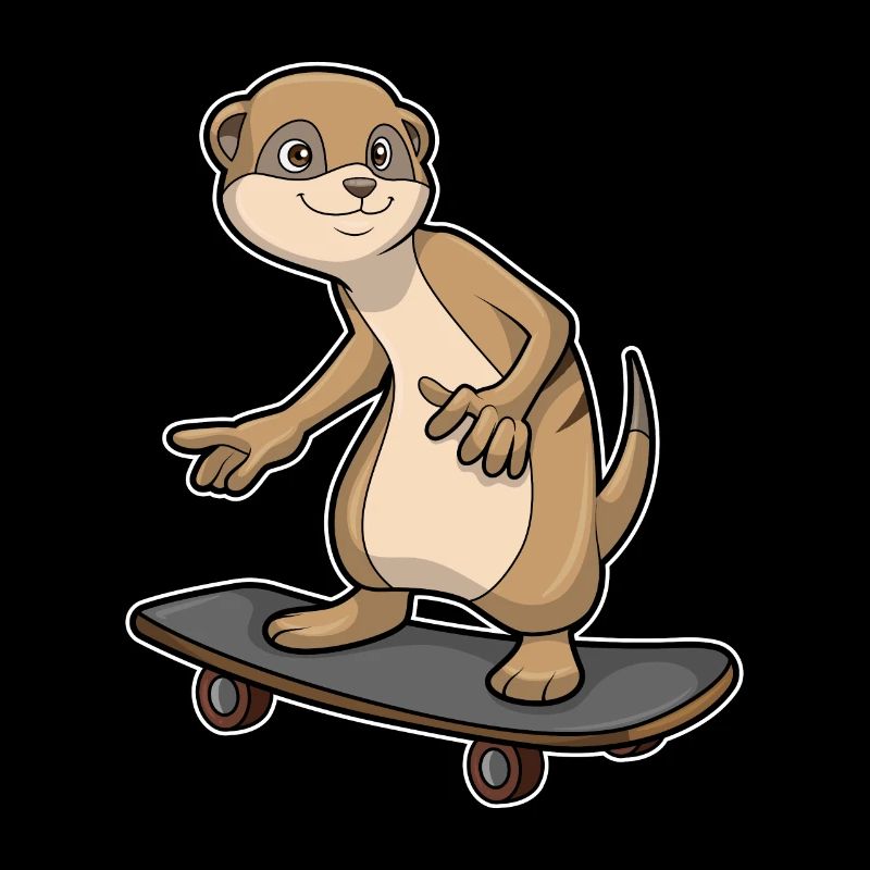 Erdmännchen als Skater mit Skateboard
